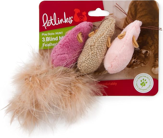 Petlinks (3 Count) 3 Blind Mice Catnip Cat Toys - Randomly Selected Color, 3 Count-Mewly Pet