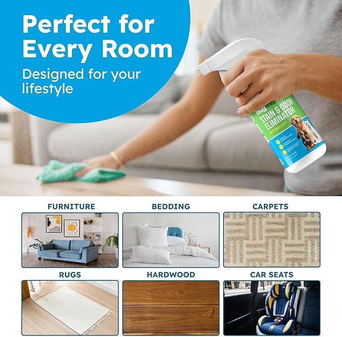 BugMD Enzyme Cleaner for Dog & Cat Urine | Pet Stain and Odor Remover for Carpet & Home | Unscented Urine Destroyer & Deodorizer-Mewly Pet