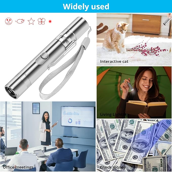 Cat Toy Pointer for Indoor Cats, USB Rechargeable Kitten Toys with 7 Adjustable Patterns, Interactive Chase Toys for Indoor Cats & Dogs, Training & Exercise Fun-Mewly Pet