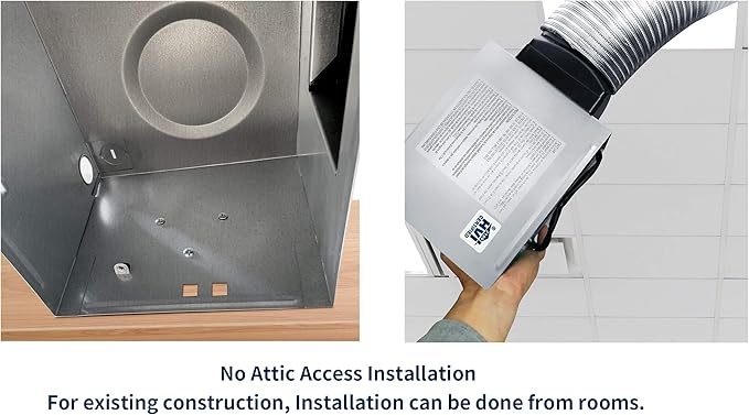 Tech Drive Very-Quiet 80 CFM, 1.5 Sone No Attic access Needed Installation Bathroom Ventilation and Exhaust Fan With LED light 4000K 800LM (80CFM),Ceiling Mounted Fan,Easy to Install