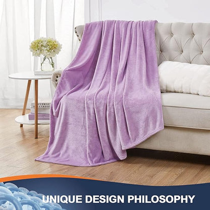 Walensee Fleece Blanket Plush Throw Fuzzy Lightweight (Queen Size 90x90 Lilac) Super Soft Microfiber Flannel Blankets for Couch, Bed, Sofa Ultra Luxurious Warm and Cozy for All Seasons
