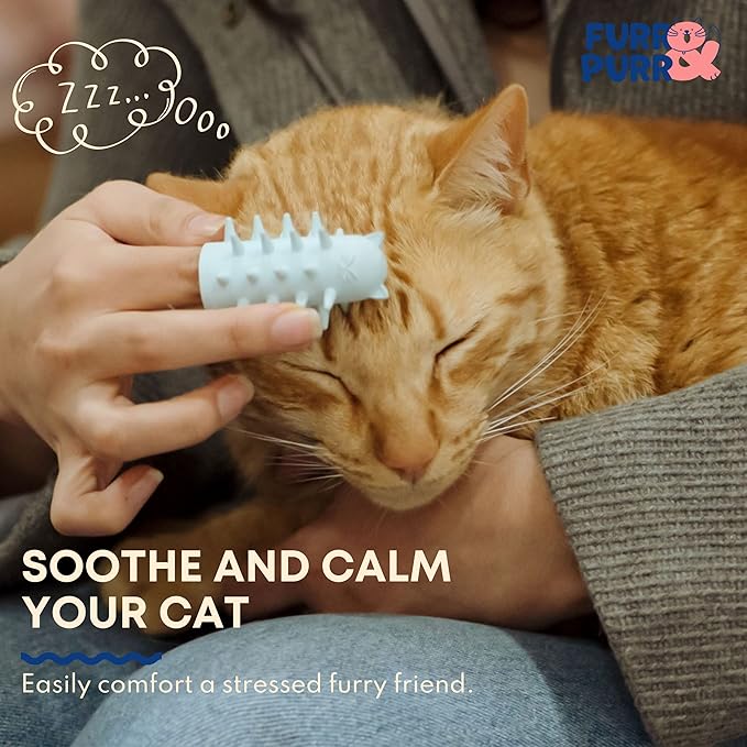 Furr&Purr Cat Brush Set for Indoor Cats - Grooming Tools: Face Scratcher, Calming Massager, and Scratching Pad (2-Pack, Made in the USA)-Mewly Pet