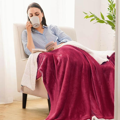 Bedsure GentleSoft Sherpa Fleece Throw Blanket Twin Size for Couch - Thick and Warm Throw for Girls and Women, Soft Fuzzy Plush Twin Christmas Blanket for Winter, Red, 60x80 Inches