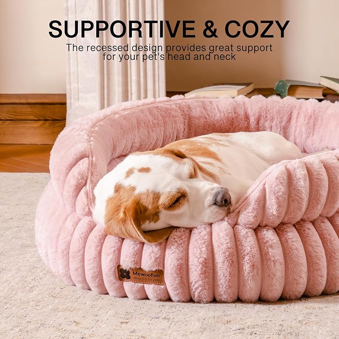 MEWOOFUN Dog Bed for Medium Dogs, Washable Large Cat Beds for Indoor Cats, Donut Pet Bed for Dogs and Cats with Anti-Slip Bottom (Pink, 27"x27"x10")-Mewly Pet