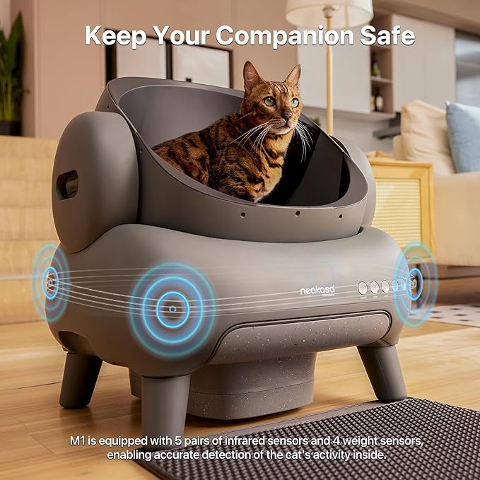 Neakasa M1 Open-Top Self Cleaning Cat Litter Box, Automatic Cat Litter Box with APP Control, Odor-Free Waste Disposal Includes Trash Bags-Mewly Pet