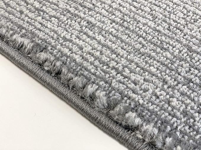 Custom Cut Non-Slip Hallway Runner Rug – 31" Wide, Modern Stripe Grey, 8 Ft Long