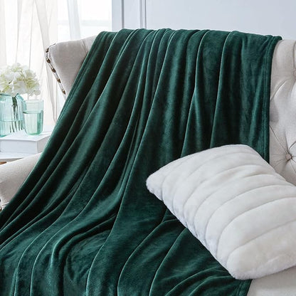Walensee Fleece Blanket Plush Throw Fuzzy Lightweight (Throw Size 50x60 Forest Green) Super Soft Microfiber Flannel Blankets for Couch, Bed, Sofa Ultra Luxurious Warm and Cozy for All Seasons
