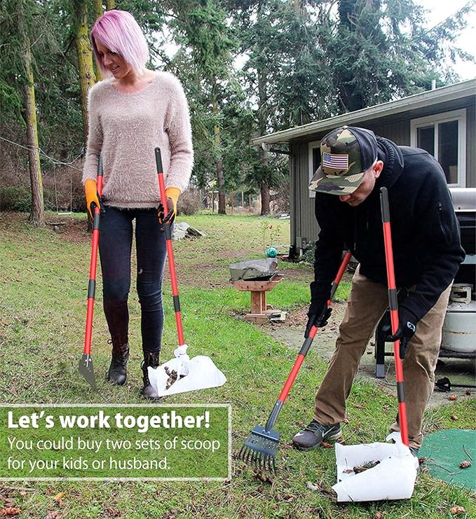 Larger Heavy Duty Pooper Scooper for Dogs-Rake, Spade,Tray Set with Long Handle,No Bend Down Easy Cleanup,Great for Yard Grass Gravel Dirt,Use for Large Small and Multi Dogs-Mewly Pet
