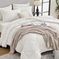 HEVUMYI Ivory Twin Comforter Set - 5-Piece All Season Bed in a Bag Twin, Ultra Soft Bedding Set with Comforter, Flat Sheet, Fitted Sheet, Pillowcases, Pillow Shams