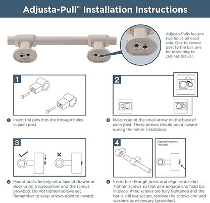 Franklin Brass Adjusta-Pull (5-Pack) Adjustable Drawer Pulls | Fits 1-3/8 to 6-5/16 Inch Hole Centers | Satin Nickel Cabinet Handles| Fluted Edge P49105-SNM-B