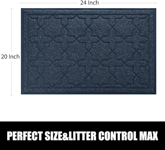 Yimobra Cat Litter Mat, 24"x20" Litter Mat with Litter Lock Mesh, Soft Cat Litter Mat Litter Trapping Mat, Easy to Clean, Non-Slip, Water Resistant, Litter Free Floors, Dark Blue-Mewly Pet