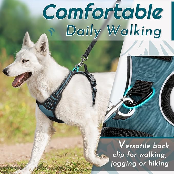 Eagloo Dog Harness Small Sized Dog, No Pull Service Vest with Reflective Strips and Control Handle, Adjustable and Comfortable for Easy Walking, No Choke Pet Harness with 2 Metal Rings, Dark Green, S-Mewly Pet