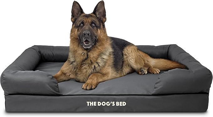 The Dog’s Bed XL Grey 43.5x34, Memory Foam, Pain Relief: Arthritis, Hip & Elbow Dysplasia, Post Surgery, Lameness, Supportive, Calming, Waterproof Washable Cover, Veterinary Approved-Mewly Pet