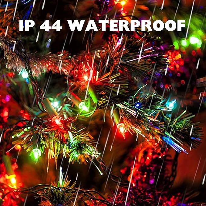 Dazzle Bright Warm White Christmas Mini String Lights, 150 Incandescent Lights, Waterproof Christmas Decorations for Indoor Outdoor Garden Yard Decor (Multi-Colored, 2 x 150 Count)