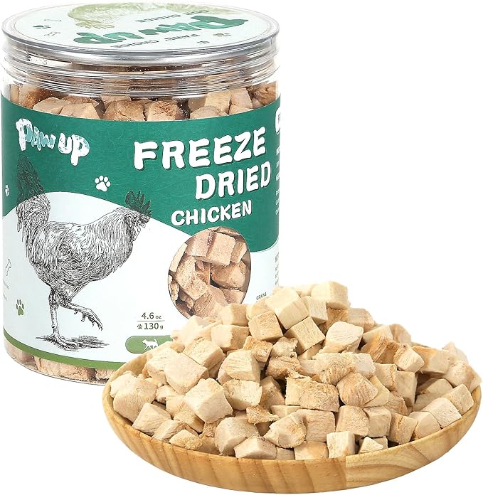 Freeze Dried Chicken for Dogs Cats, High Protein Raw Dog Food Topper, Single Fresh Ingredient Treats, 4.6oz, Rawhide Free-Mewly Pet
