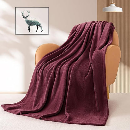 BEAUTEX Fleece Throw Blanket for Couch Sofa or Bed Throw Size, Soft Fuzzy Plush Blanket, Luxury Flannel Lap Blanket, Super Cozy and Comfy for All Seasons (Wine, 50" x 60")