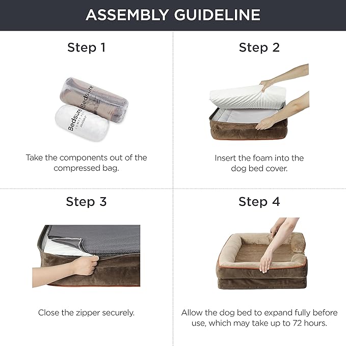 Bedsure Orthopedic Dog Beds Large Sized Dog - Washable Large Dog Cat Bed Waterproof, Comfort Dogs Couch Sofa with Washable Removable Cover, Pet Bed with Nonskid Bottom, Brown, 35"-Mewly Pet