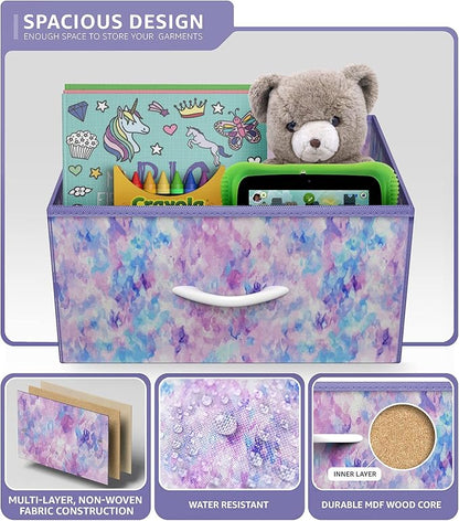 Sorbus Fabric Dresser for Kids Bedroom - Chest of 6 Drawers, Tall Storage Tower, Clothing Organizer, for Closet, for Playroom, for Nursery, Steel Frame, Fabric Bins - Wood Handle (Tie Dye Purple)