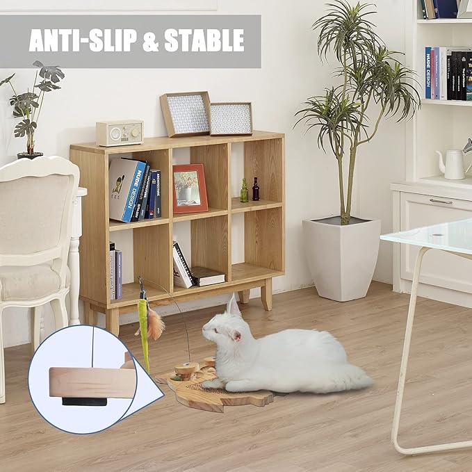 Petest Interactive Cat Toy Natural Sisal Cat Scratcher Toy with Catnip Balls, Owl Design-Mewly Pet