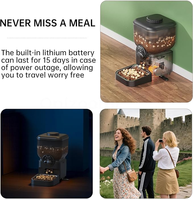 Automatic Pet Feeder for Cat and Dog - 6L Auto Cats Food Dispenser with Camera - WiFi App Control Smart Feeders with Timed - Dogs Feeding Station with 15-Day Battery Life After Power Off-Mewly Pet