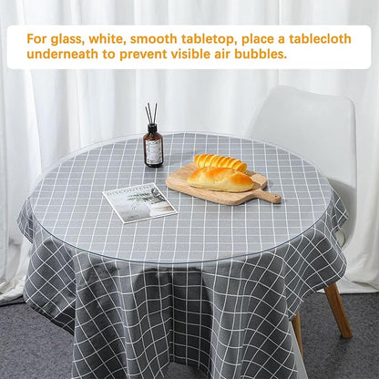 50 Inch Round Clear Dining Table Protector Tablecloth Cover Desk Top Pad Mat for Glass Furniture Study Coffee End Bed Sofa Side Bistro Bar Pub Night Stand Corner Dinner Table Thick Plastic PVC Vinyl