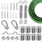 Globe String Light Suspension Kit, Outdoor Light Guide Wire, Vinyl Coated Stainless Steel Steel Cable，Include 50ft Transparent PVC and 304 Stainless Steel Wire Cable, Turnbuckle and Hooks