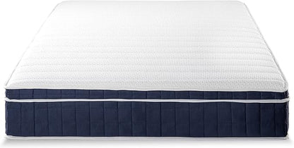 Mellow 12 Inch RENA Euro Top Pocket Spring Hybrid Mattress with Green Tea Memory Foam, King, Navy