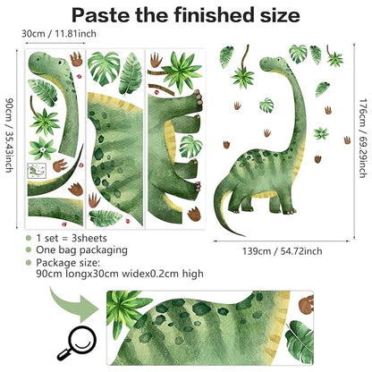 Large Dinosaur Wall Decals for Boys Room, Sunoyar Removable Kids Dinosaur Wall Decor, Peel & Stick Dino Wall Stickers for Nursery Bedroom