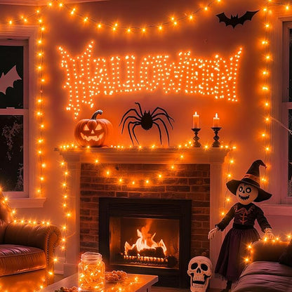 TingMiao Halloween Orange Fairy Lights Battery Operate,7.2ft 20 LEDs String Lights Silver Copper Wire for Hallowen Christmas DIY Decoration Wedding Party (6 Pack)