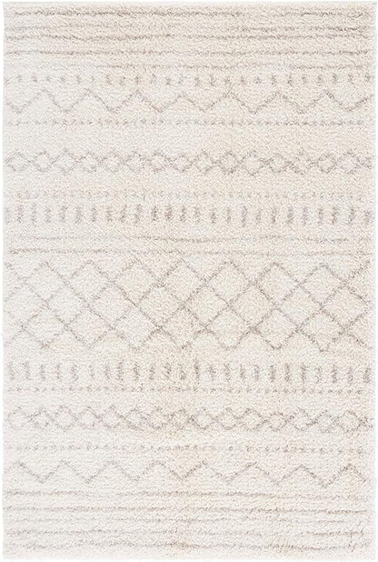 SAFAVIEH Arizona Shag Collection Area Rug - 6' x 8', Ivory & Beige, Moroccan Design, Non-Shedding & Easy Care, 1.6-inch Thick, Ideal for The Living Room, Dining, Bedroom (ASG741A)