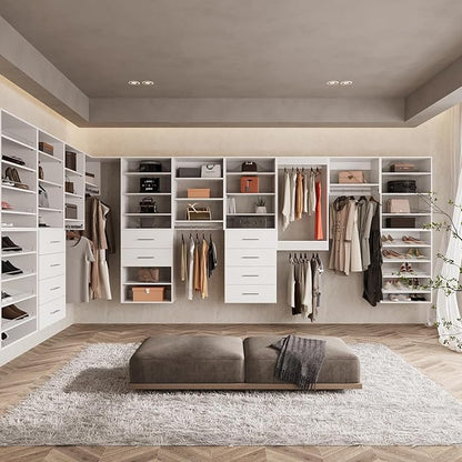 ROOMTEC 19.5" Shoe Shelf Short Tower Closet Unit, Modular Closet System with Shelf, Wardrobe Organizer for Bedroom or Walk-in Closet, Wall Mounted, Customizable Clothes Storage Unit, White