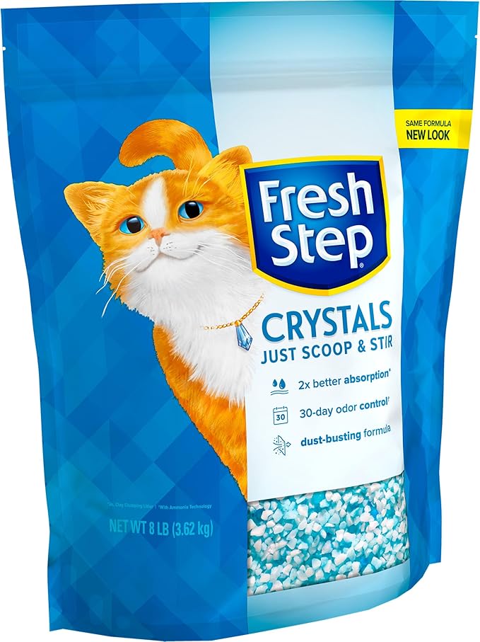 Fresh Step Crystals, Premium Cat Litter, Scented, 8 Pounds, Pack of 2 (Package May Vary)-Mewly Pet