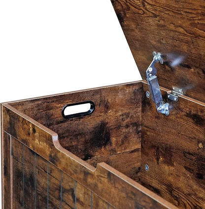 Storage Chest, Wooden Storage Bench with Flip-top Lid & Safety Hinge, Storing Trunk for Entryway, Living Room, Bedroom, Rustic Brown