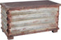 Household Essentials Decorative Trunk, Rustic, Large, Wood Frame and Metal Siding, Spacious and Handmade, Fully Opening Lid, Black Interior, Driftwood and Silver