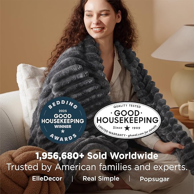 Bedsure Grey Fleece Throw Blanket for Couch - Super Soft Cozy Blankets for Women, Cute Small Throws for Girls, 50x60 Inches