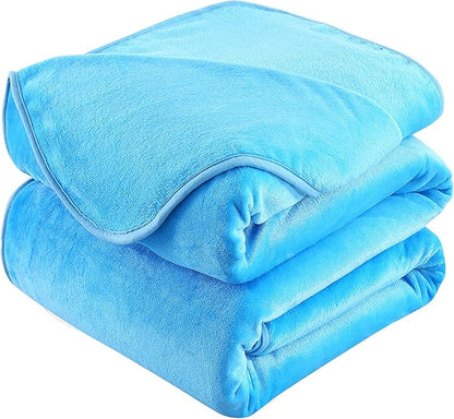 HOZY Soft Blanket Queen Size Fleece Warm Fuzzy Throw Blankets for The Bed Sofa Lightweight 350GSM Sky Blue 90"*90"
