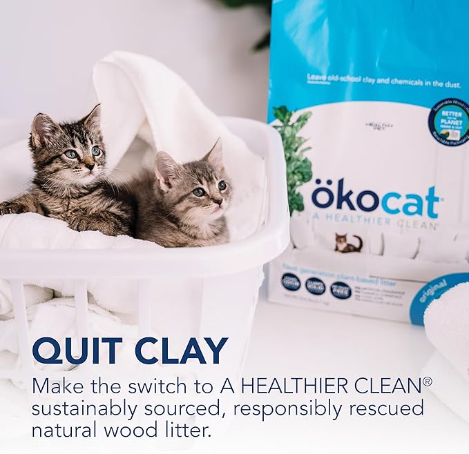 ökocat Original Low-Dust Natural Wood Clumping Cat Litter with Odor Control 16.6 lbs Large-Mewly Pet