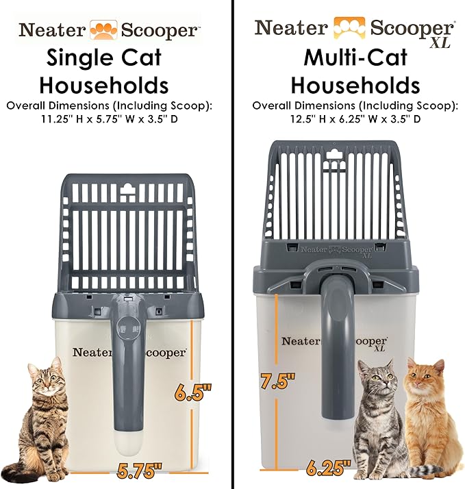 Neater Pet Brands Neater Scooper Standard Cat Litter Scoop, 15 Refill Bags – Mess-Free Cat Litter Scooper with Bag, Spill-Proof Kitty Box Sifter, Bin Doubles as Scoop Holder, For Single-Cat Households-Mewly Pet