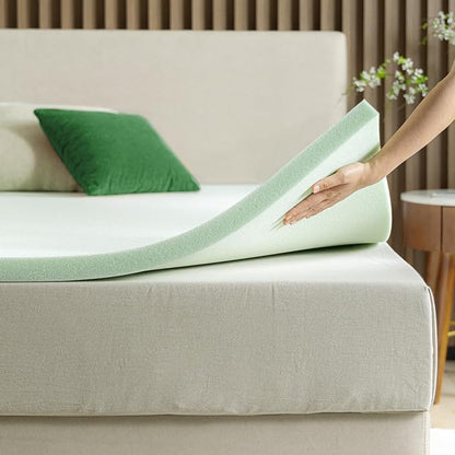 ZINUS 1.5 Inch Green Tea Memory Foam Mattress Topper, Smaller, More Convenient WonderBox Packaging, Pressure-Relieving Layers, CertiPUR-US Certified, Queen