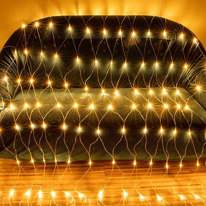 AWQ 360 LED 13.1ft x 6.6ft Warm White String Lights, 8 Modes, Timer Function, UL Certified, IP44 Rated, Outdoor Indoor Use