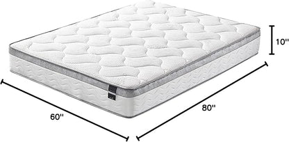 Queen Size Mattress - 10 Inch Cool Memory Foam & Spring Hybrid Mattress with Breathable Cover -Comfort Plush Euro Pillow Top - Rolled in a Box - Oliver & Smith