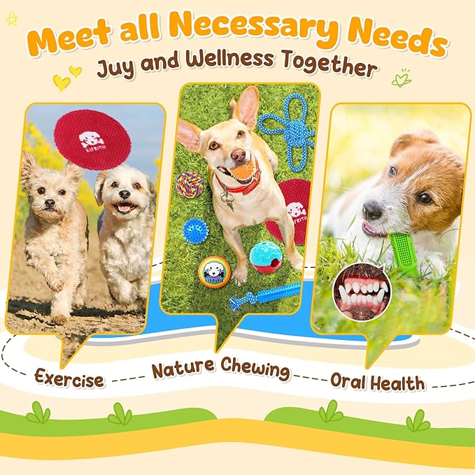 KIPRITII 25 Pack Various Puppy Dog Toys for Teething, Entertainment & Interaction, Puppy Chew Toys Pack with Rope Toy, Treat Balls and Dog Squeaky Toys for Puppies & Small Dogs-Mewly Pet