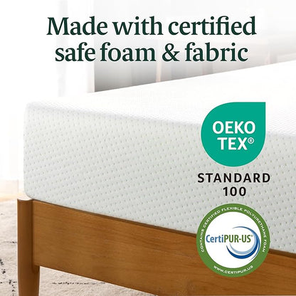 ZINUS 8 Inch Short Queen Green Tea Memory Foam Mattress [New Version], Fiberglass free, Medium Firm Feel, Zoned Pressure Relief, Certified Safe Foams & Fabric, Mattress in A Box