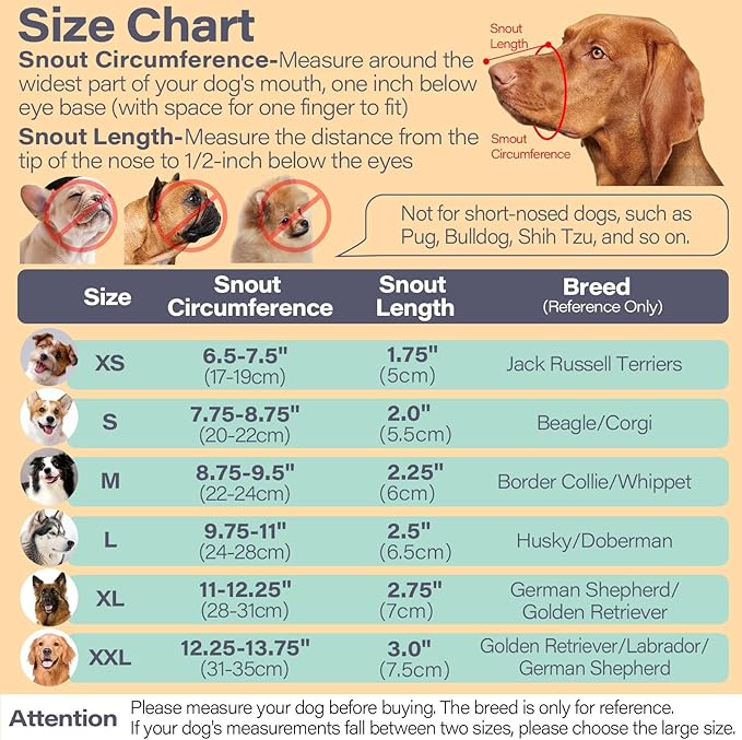 LUCKYPAW Dog Muzzle for Large Medium Small Dogs, Patented Mesh Muzzle to Prevent Biting Chewing Eating, Soft Mouth Guard with Front Opening Design for Drinking Panting (Grey, XS)-Mewly Pet