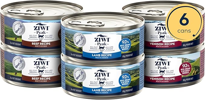 ZIWI Peak Wet Cat Food Variety Pack - Venison, Beef, and Lamb, 6 Pack (3oz Each)-Mewly Pet