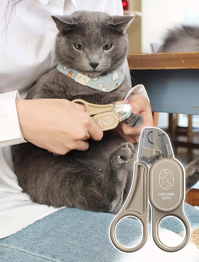 Cat Nail Clipper with LED Guide Light and Nail Trapper-Mewly Pet