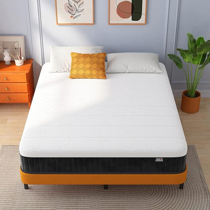 Swbvs Queen Mattress 12 Inch, Hybrid Mattress Queen Size, Bed Matress in a Box, Pressure Relief & Fiberglass Free