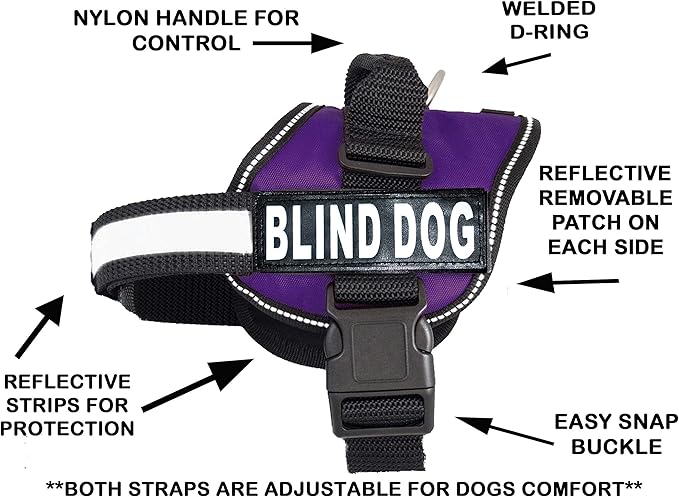 Doggie Stylz Blind Dog Harness No Pull No Escape Dog Vest for Blind Dogs Adjustable Vest with Handle Blind Dog Accessories and Patches for Training and Mobility-Mewly Pet