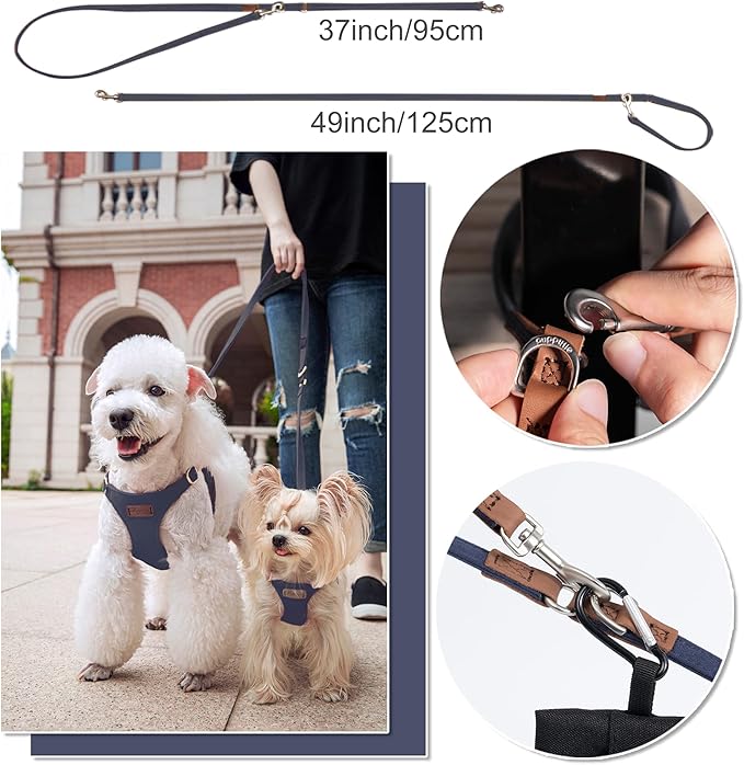 Puppytie No Pull Dog Harness with Multifunction Dog Leash,Soft Adjustable No Choke Escape Proof Pet Harness Vest for Medium Dogs or Large Dogs,Navy,M-Mewly Pet