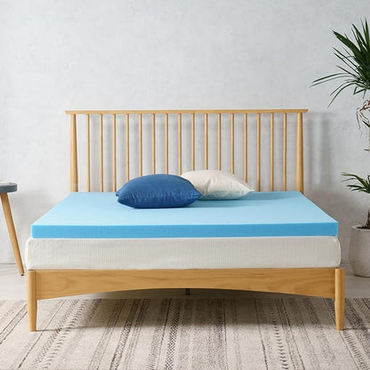 ZINUS 2 Inch Green Tea Cooling Gel Memory Foam Mattress Topper, Smaller, More Convenient WonderBox Packaging, Cooling Gel Foam, CertiPUR-US Certified, Full